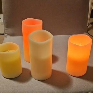 Set of 4 LED Flameless Candles - Cream, Yellow, Orange